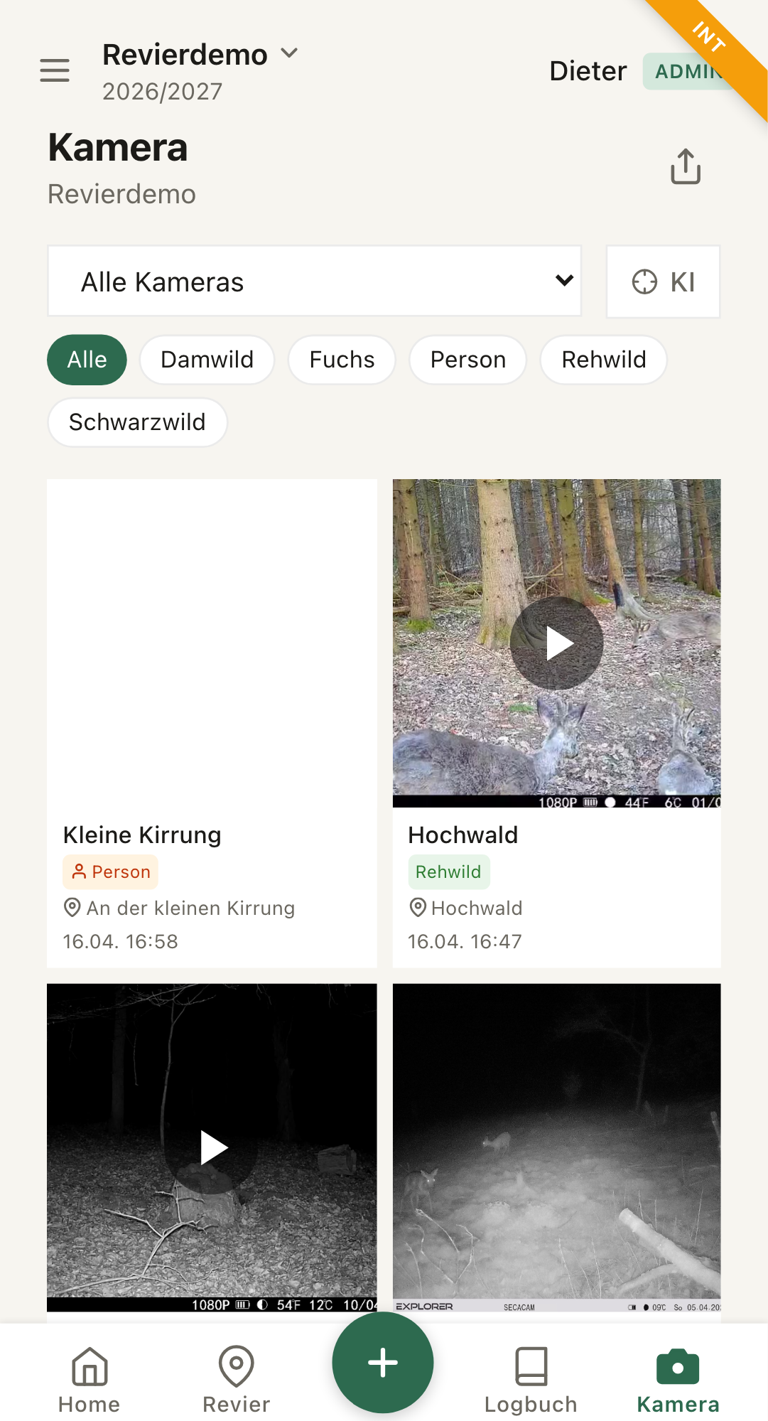 Kamera-Galerie mit Aufnahmen