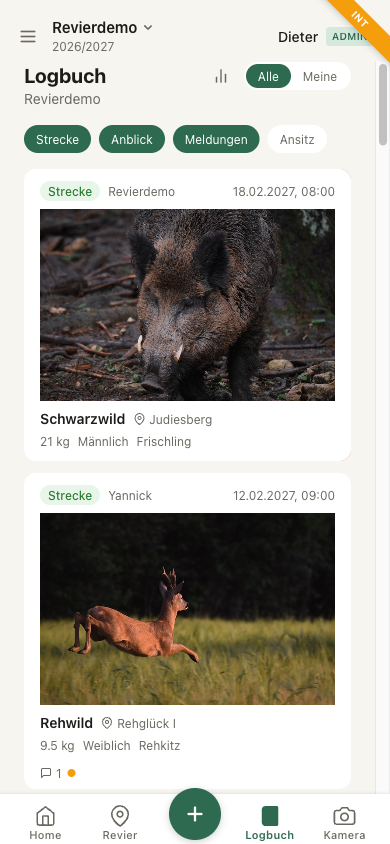 Gemeinsames Logbuch mit Fotos und Kommentaren